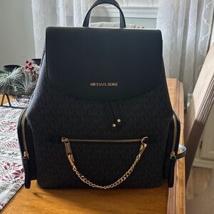 Michael Kors Black Backpack with Gold Accents